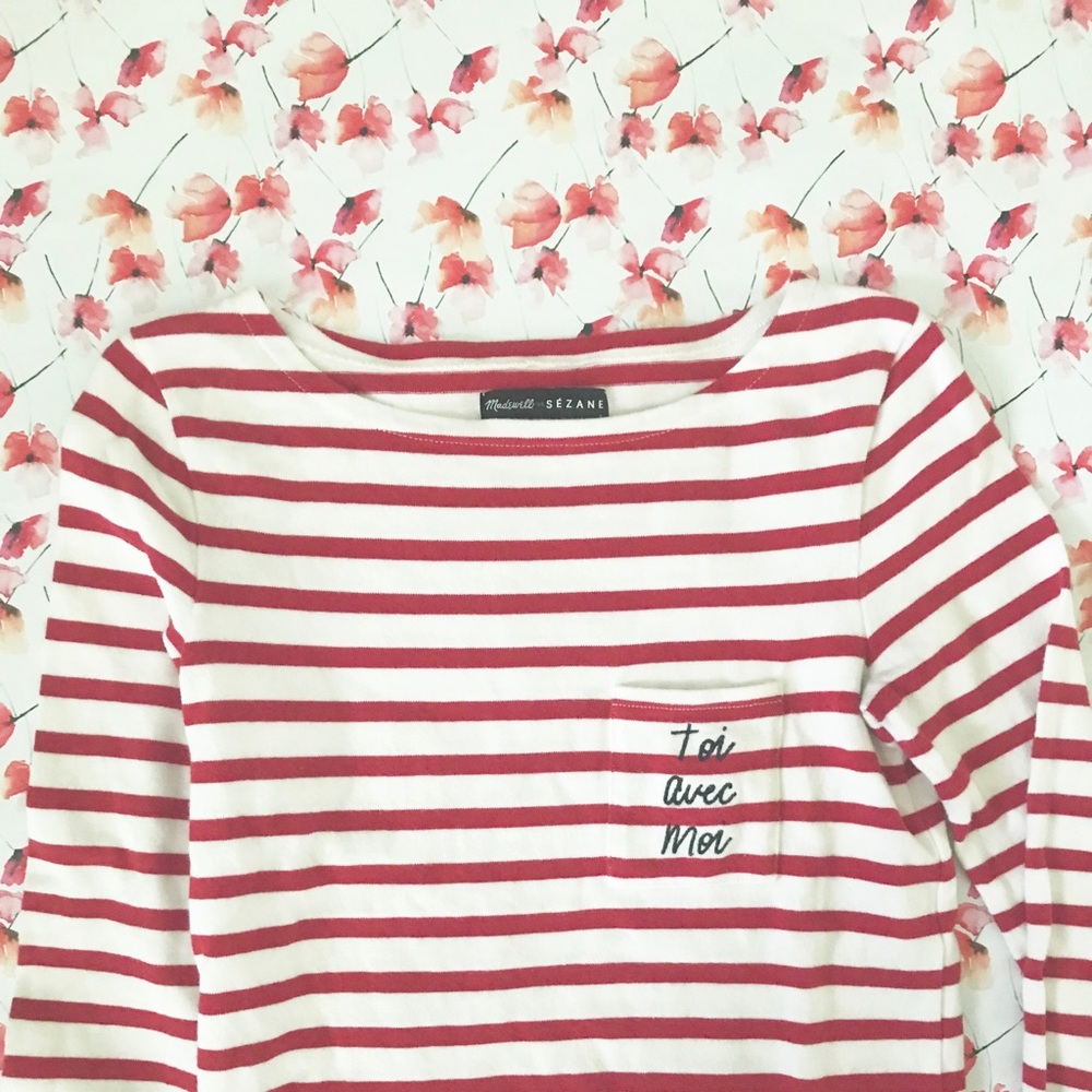 Madewell Et Sezane “Toi Avec Moi” Red Striped Top